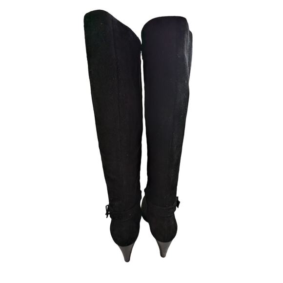 BCBGENERATION! MERRY BLACK SUEDE LEATHER WEDGE HEELS CHAINED BOOTS! SZ 7.5B - Picture 6 of 11